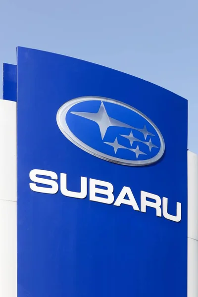 Tilst Denemarken April 2018 Subaru Logo Een Paneel Subaru Auto — Stockfoto