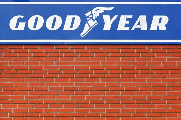 Randers Dania Marca 2016 Goodyear Logo Ścianie Goodyear Jest Amerykański — Zdjęcie stockowe