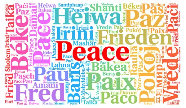 異なる言語での平和ワードクラウド — ストック写真