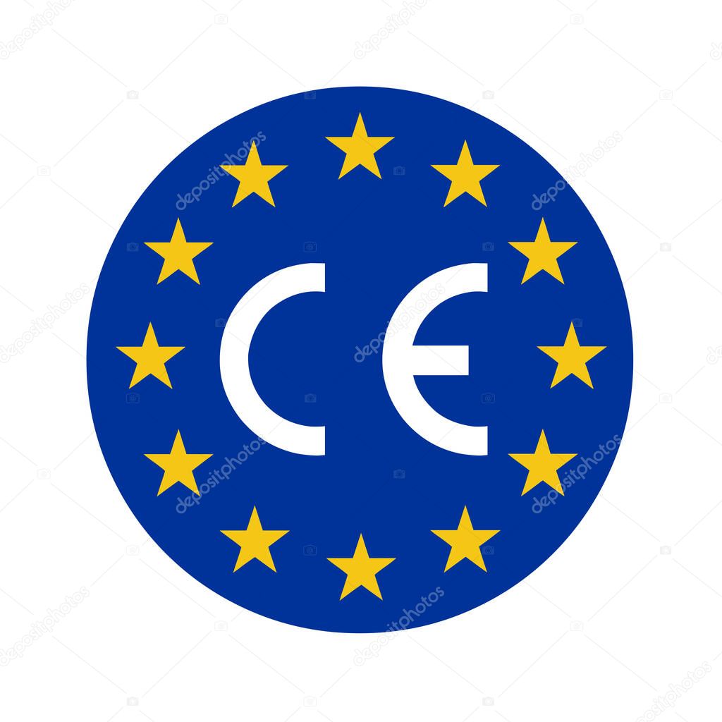 CE mark and symbol on the flag of Europe