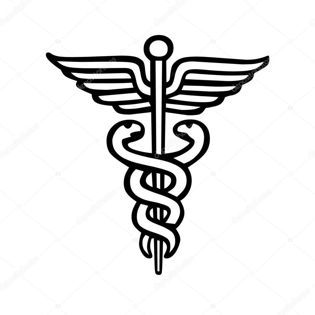 Caduceus medical symbol illustration