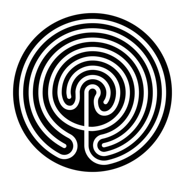 Labyrinthe Crétois Symbole Avec Fond Noir — Photo