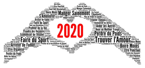 Resolutioner 2020 Ord Moln Koncept Franska — Stockfoto