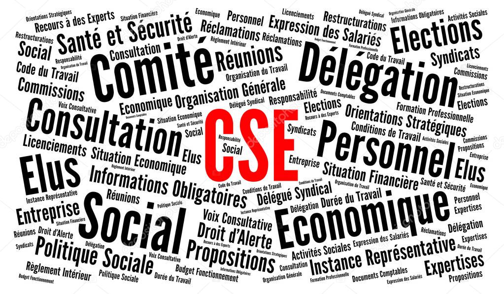 Social and Economic Committee called CSE in France word cloud in french language