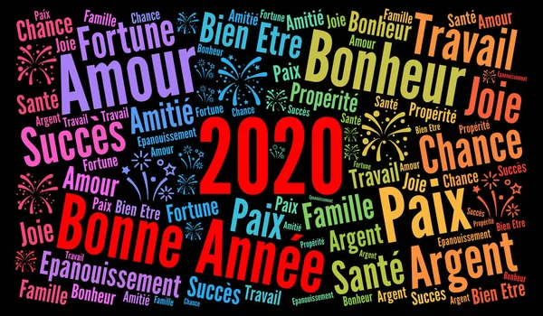 Feliz Año Nuevo 2020 Francés — Foto de Stock