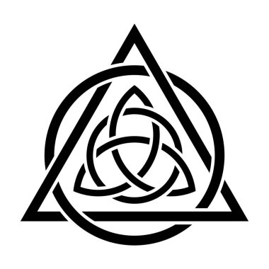 Çember sembolü ile birleştirilmiş bir üçgenin içindeki triquetra