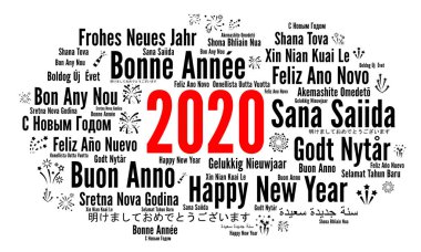 Farklı dillerde Happy New Year 2020