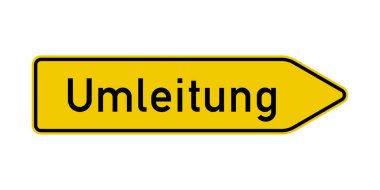 Right detour road sign in German language  clipart