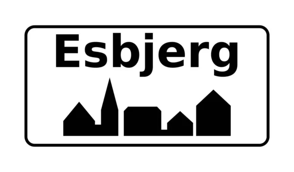 Esbjerg Znak Drogowy Danii — Zdjęcie stockowe