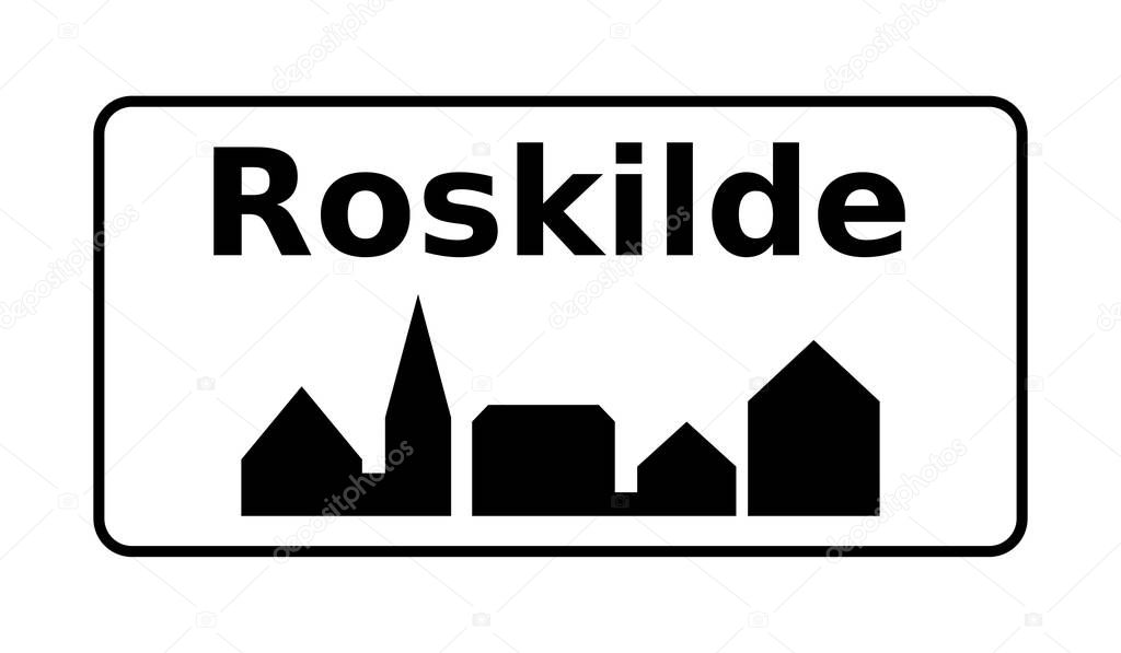 Roskilde city road sign in Denmark 