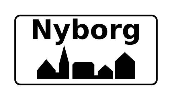 Nyborg City Road Sign Denmark — Stock Photo, Image