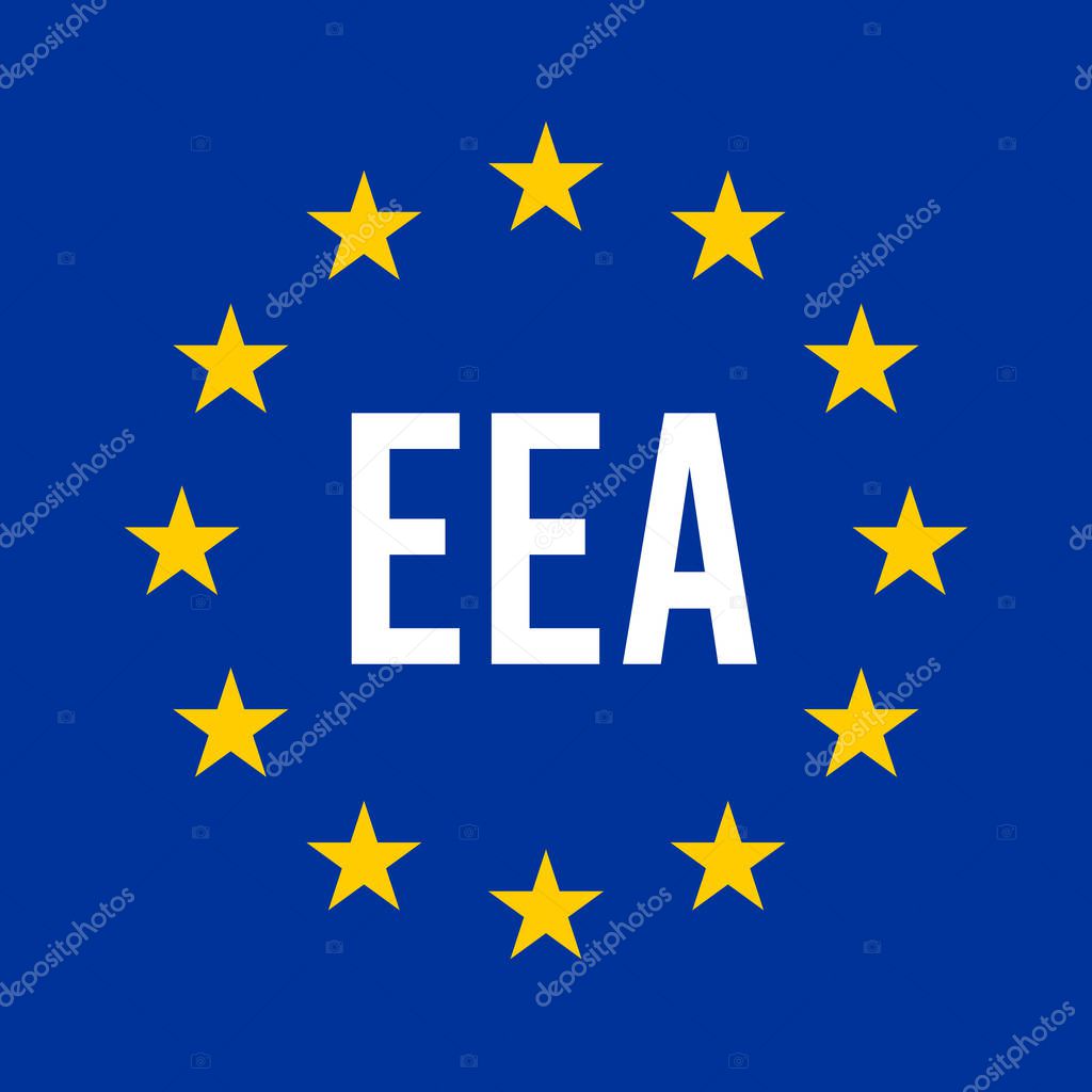 EEA, European Environment Agency  sign illustration with the European flag