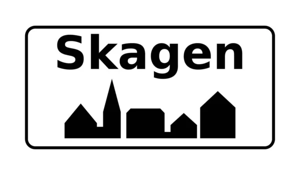 Danimarka Skagen Şehir Yol Tabelası — Stok fotoğraf