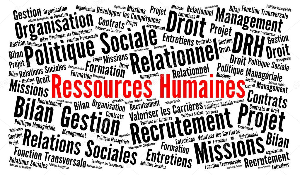 Human resources word cloud concept in French language