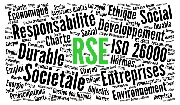 Εταιρική Κοινωνική Ευθύνη Λέξη Σύννεφο Που Ονομάζεται Rse Responsabilite Societale — Φωτογραφία Αρχείου