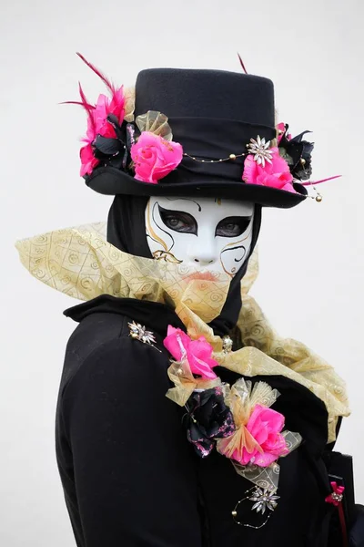 Tradisjonell Maske Kostyme Annecy Venetiansk Karneval Frankrike – stockfoto