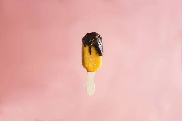 Ice cream sticks of fruits and chocolate — Stock Photo, Image