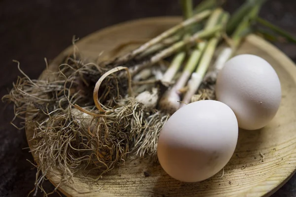 Cebula i jaja — Zdjęcie stockowe