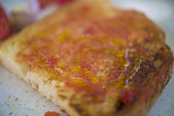 Tomate, aceite de oliva y pan — Foto de Stock