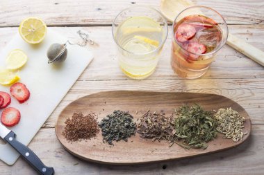 Tea of rooibos and green tea and strawberry,lemon 