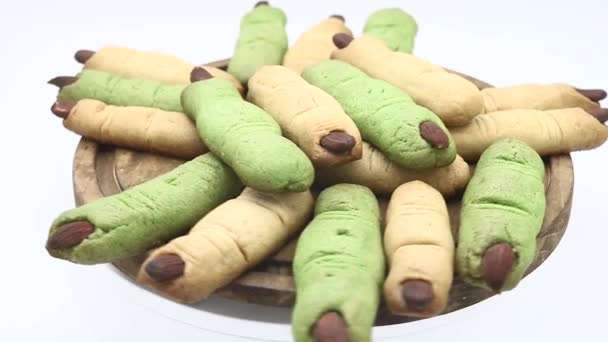 Kekse Finger Für Halloween Mit Mandeln — Stockvideo