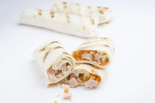 Mexican burritos isolated on a white background — Stock Photo, Image