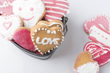 A cake in the shape of a heart for Valentines, Anniversaries, an