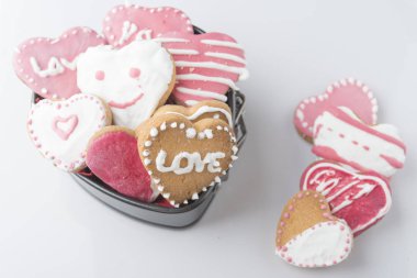 A cake in the shape of a heart for Valentines, Anniversaries, an