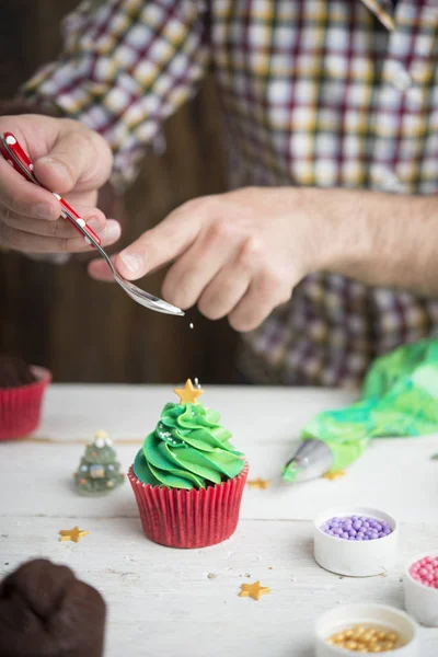 Delicious Christmas cupcake — Stock Photo, Image