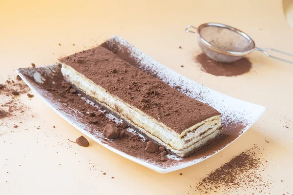 Tiramisu Sobremesa Tradicional Italiana — Fotografia de Stock