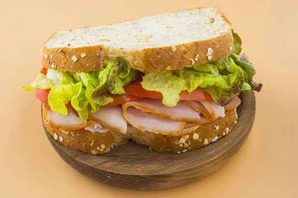 Sandwich Tomate Lechuga Pavo Ahumado — Foto de Stock