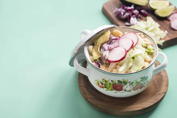 Pozole Blanco Typische Lebensmittel Sudamerican — Stockfoto