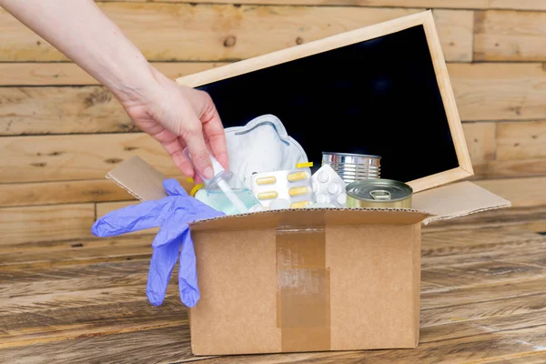 Donation box in a pandemic front view