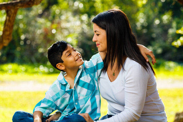 Mother and son outdoor portrait
