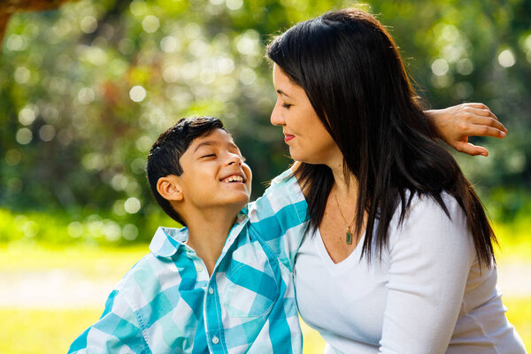 Mother and son outdoor portrait