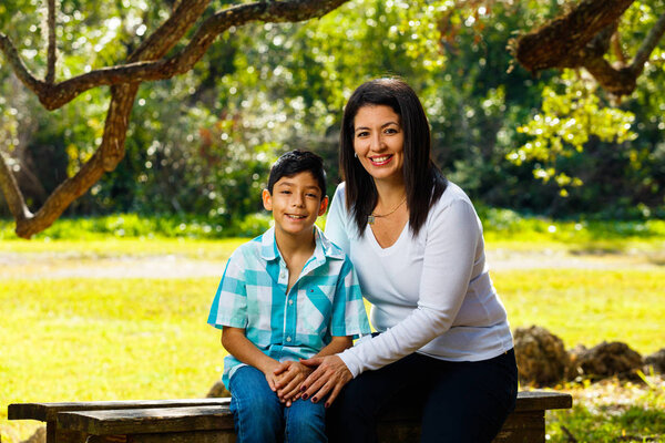 Mother and son outdoor portrait