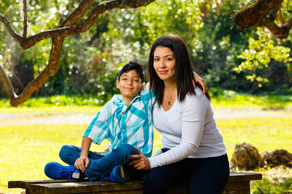 Mother and son outdoor portrait