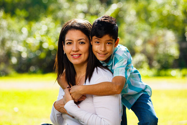 Mother and son outdoor portrait