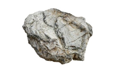 Beyaz arkaplanda izole kaya.