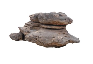 Beyaz arkaplanda izole kaya.