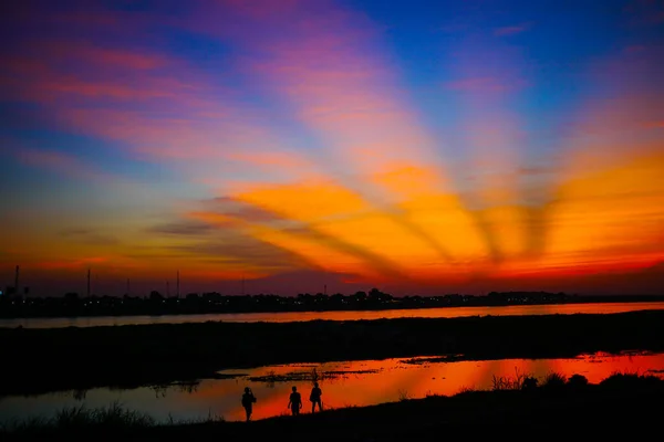 Belo Céu Por Sol Vang Vieng Laos — Fotografia de Stock