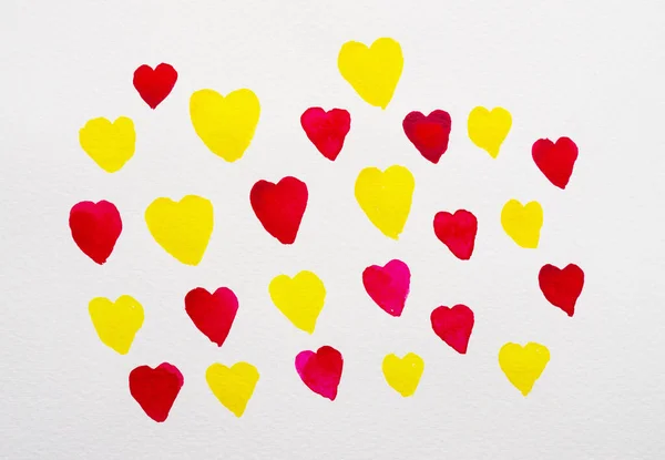 Akvarelové Srdce Bílém Pozadí — Stock fotografie