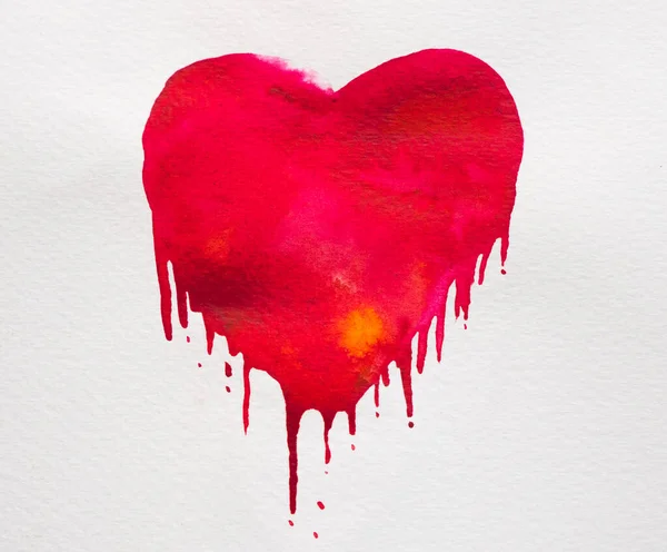 Červená Akvarel Srdce Pozadí — Stock fotografie