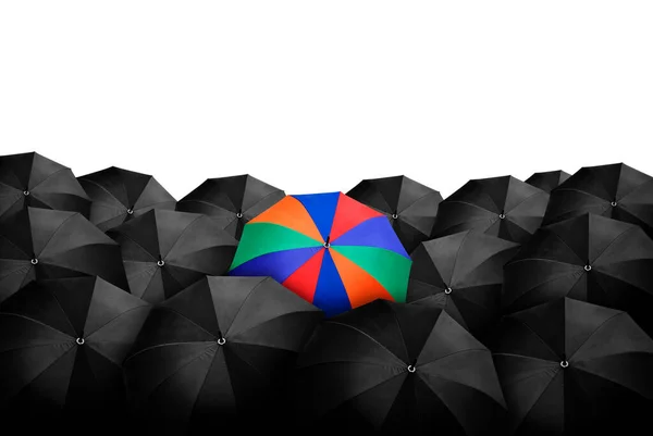 Colorful Umbrella Mass Black Umbrellas — Stock Photo, Image