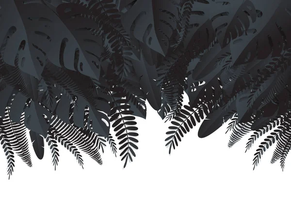 Tropik Yapraklar Kağıt Kesim Stili Vektör Llüstrasyonu — Stok Vektör