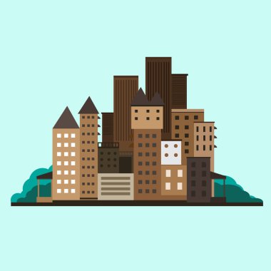 Şehir manzarası. Düz tasarım şehir manzarası.