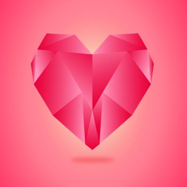 Elmas rengi düşük yalan makinesi kırmızısı kalp. Vektör çizimi 