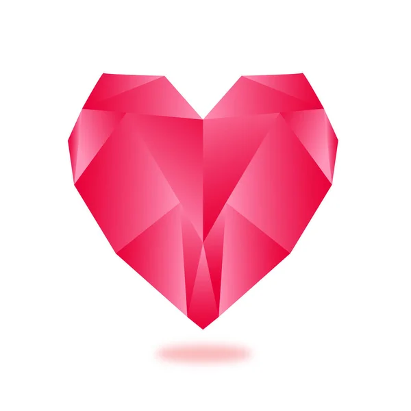 Diamant Nízko Poly Červené Srdce Vektorové Ilustrace — Stockový vektor