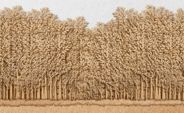 Wald Background Paper Cut Stil — Stockfoto