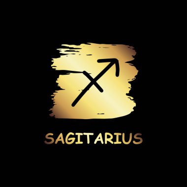 sagitarius zodyak altın ikon vektörü